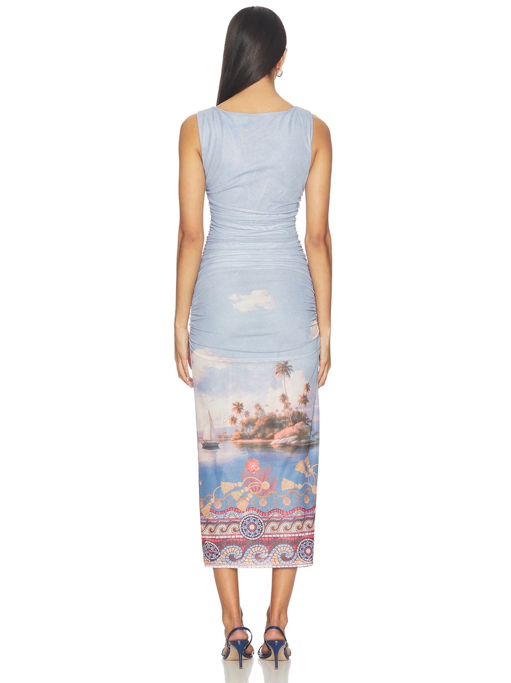 NEW LINE & DOT Pernille Mesh Midi Dress Blue Sizes S & L - Picture 2 of 15